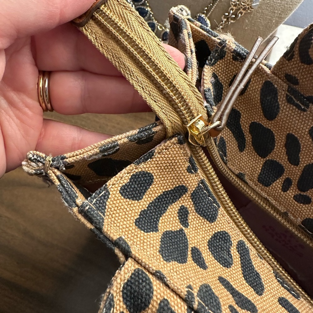 Stella & Dot Leopard Print Top Handle Bag - image 3